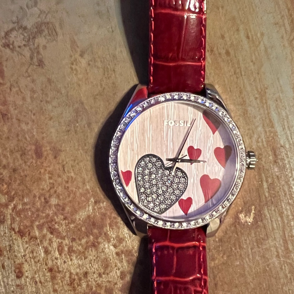 Women’s Fossil “Remember Love” Oversized Watch w/Crystal Bezel
